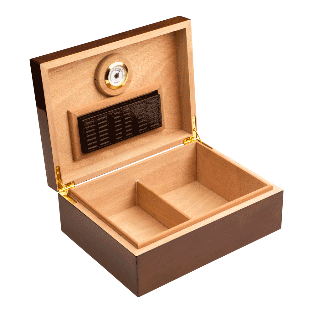 Cigar Humidors Napoli 75Count Walnut Burl With Arched Top Wholesale Cigars Santa Clara Cigars