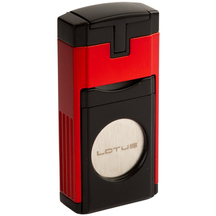 Red and Black Duke Triple Torch Lighter With Cutter, , jrcigars