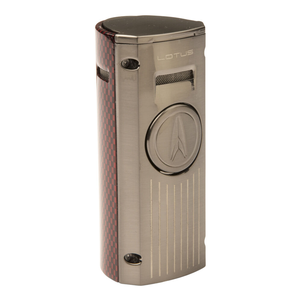 Minister Table Lighter Gunmetal and Red Carbon Fiber, , jrcigars